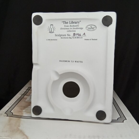 Vintage Christmas Luminary With Box The Library Norman Rockwell Hawthorne 1990s - Picture 12 of 16